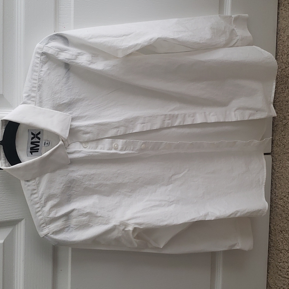 Express 1MX Small Extra Slim Fit Long Sleeve Button Down Dress Shirt - White